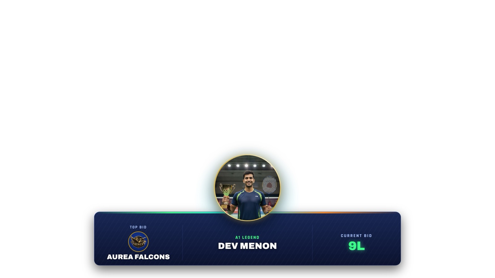 Transparent OBS overlay with the current player and bid